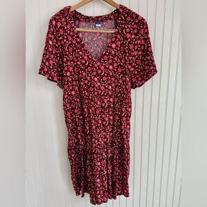 Old Navy Red Floral Summer Dress Size Small Tall